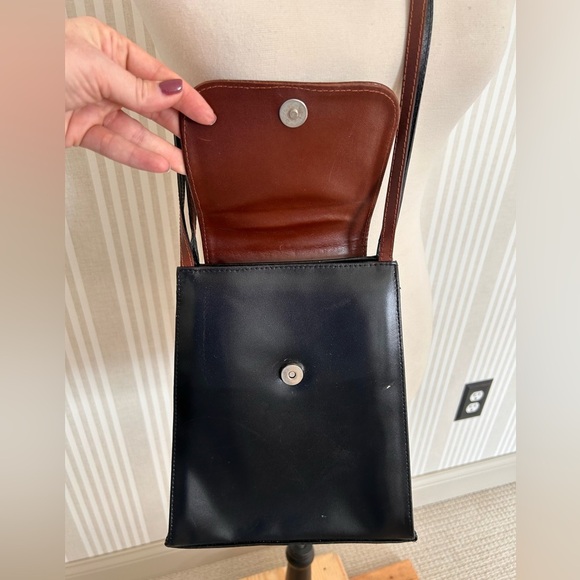 Vintage Jay Herbert Brown Black Leather Crossbody Bag Handmade in Florence Italy - Picture 5 of 14